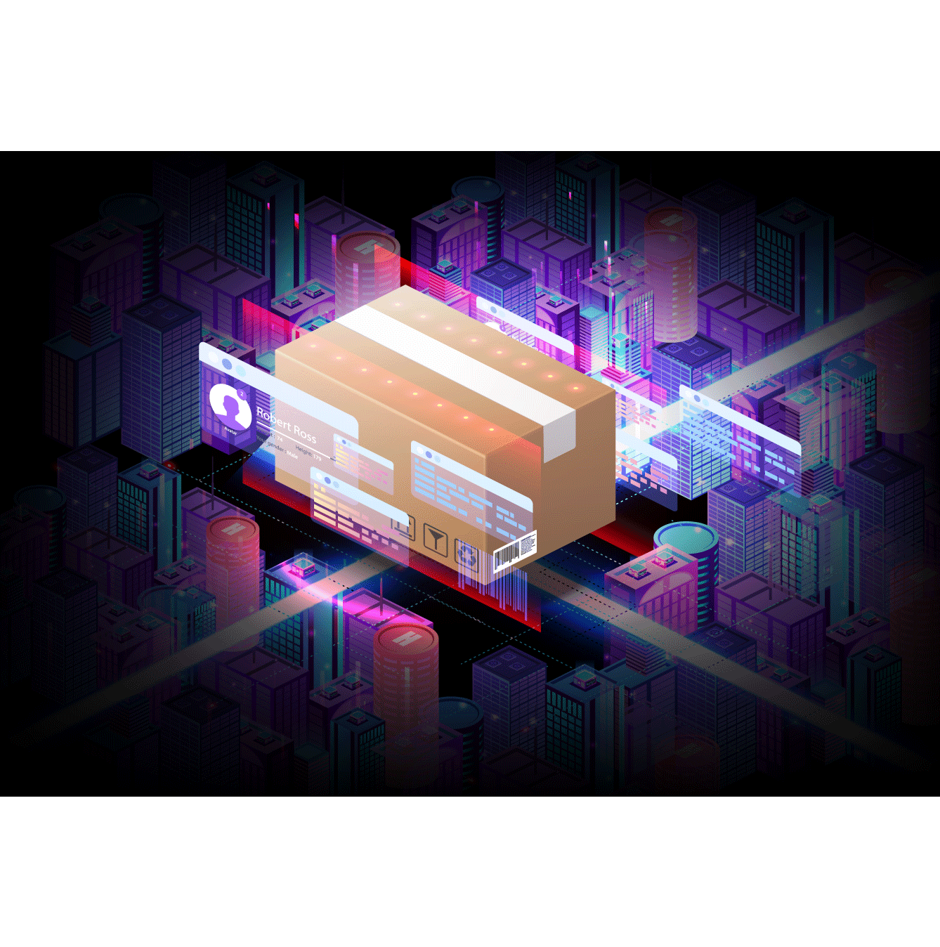 A box getting Delivered in a city